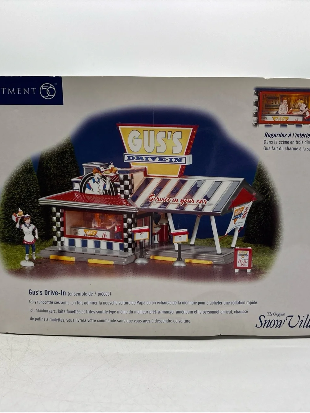 Department 56 2001 Vintage Original Snow Village Gus’s Drive-In Set Of 7 55067